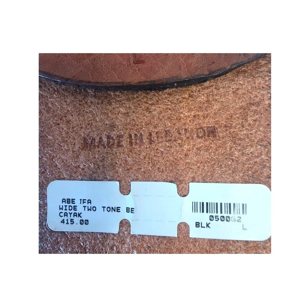 Handmade Lebanon Two Tone Brown Black Leather Wide Waist Belt Large CAYAK 415.00